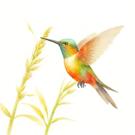 Hummingbird And Wheat Shaft