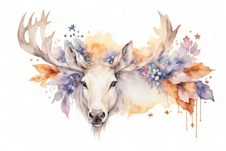 A Spirit Of The Forest Surrounded By Stars In Whites And Periwinkle