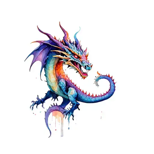 Demonic Dragon On Thigh To Ankle And Skulls