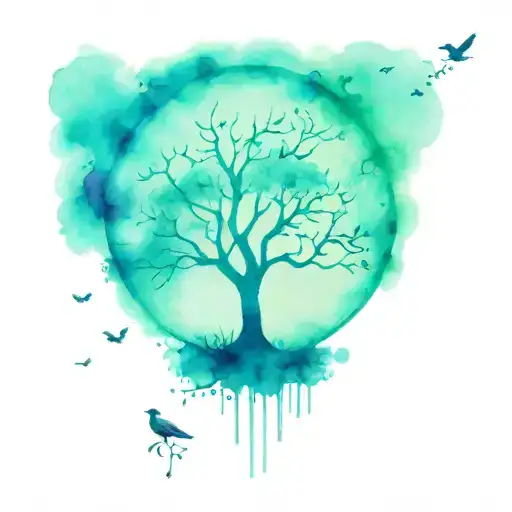Tree Of Life With 2 Birds Sitting