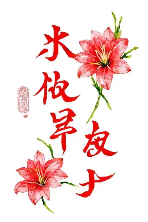 Red Spider Lily And Love And Respect Kanjis