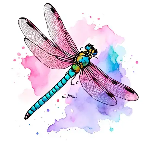 Dragonfly Pink Teal Purple