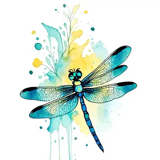 Dragonfly Black Teal Yellow