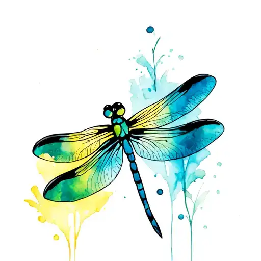 Dragonfly Black Teal Yellow