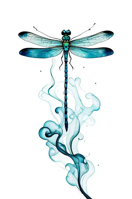 Dragonfly Black Teal Like Smoke