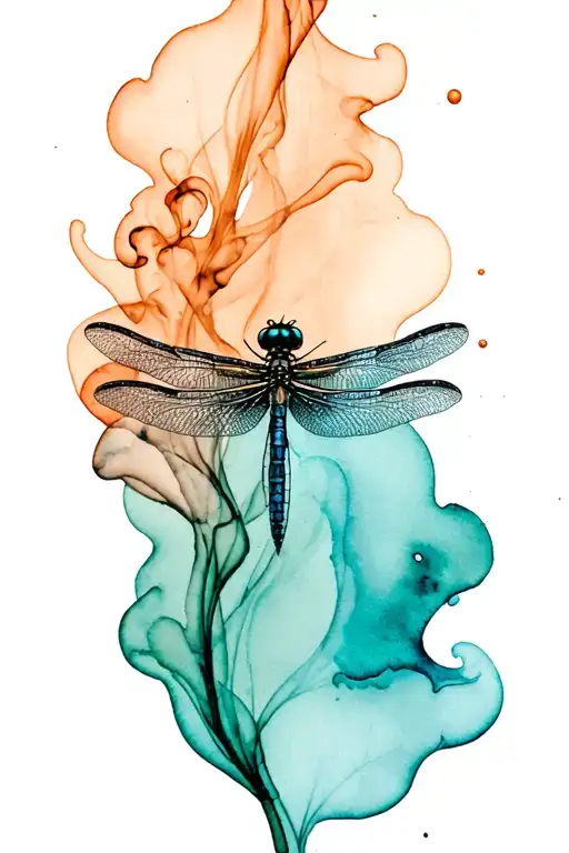Black Dragonfly Teal Like Smoke