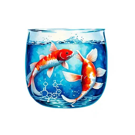 A Serotonine Molecule With Koi Fish Swimming Inside Of It