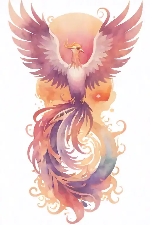 A Phoenix Rising From The Sea With A Taurus Symbol On Its Wing