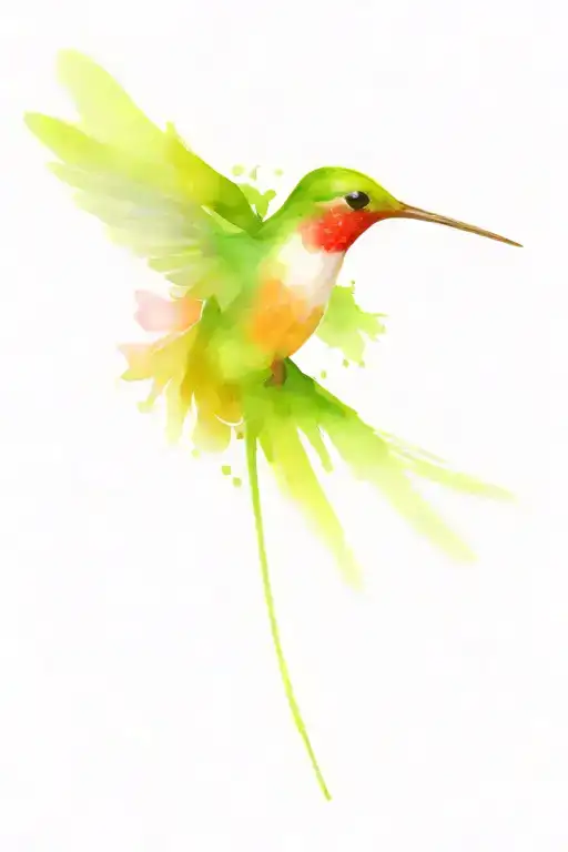 Hummingbird Hovering Purple And Green