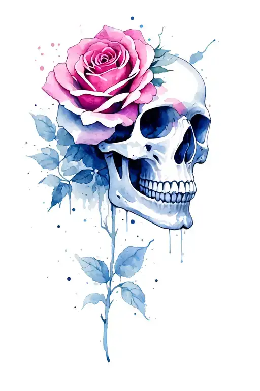 Rose Inside Skull