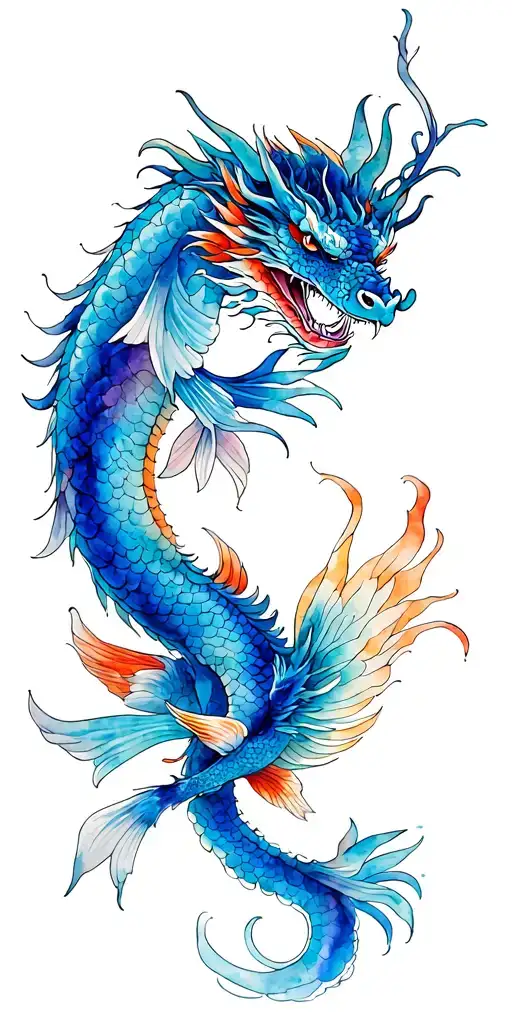 Japanese Dragon With Koi Fish And Phoenix Sleeve