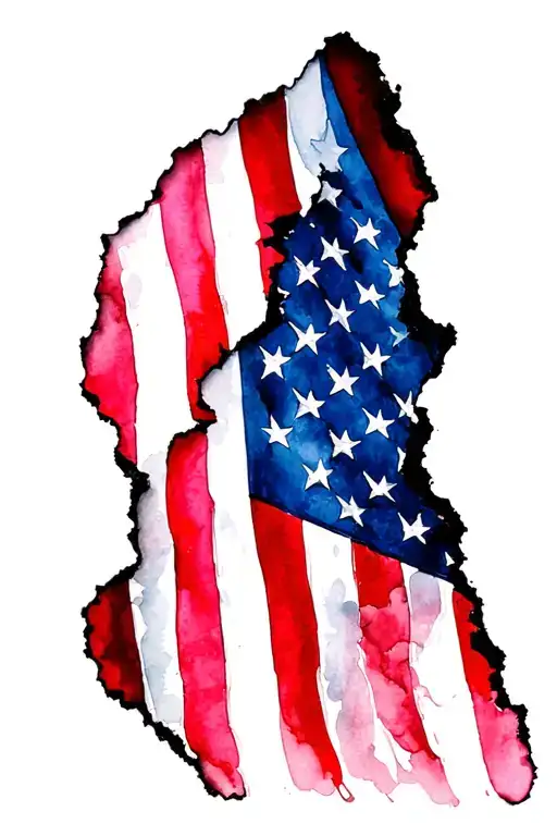 Black Ripped American Flag Cut Diagonally Coming