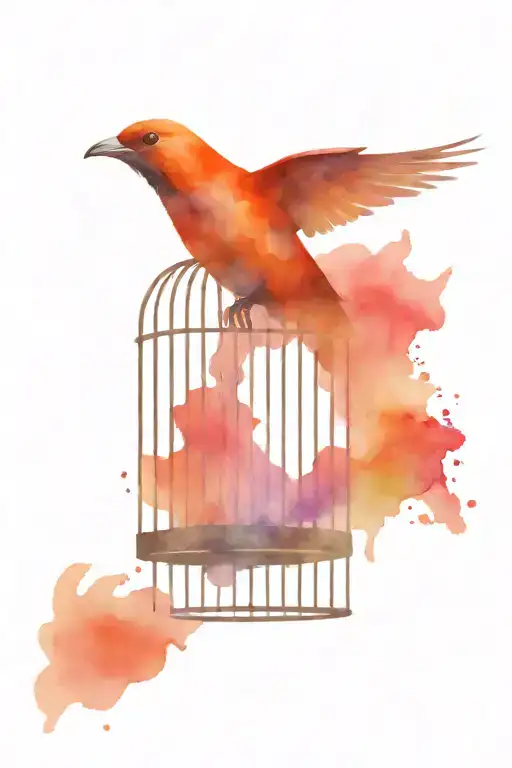 A Bird Flying Free From A Cage