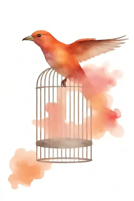 A Bird Flying Free From A Cage