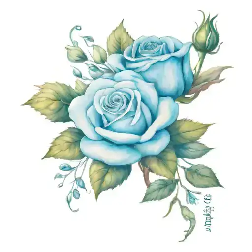 Traditional Style Blue Roses With A Subtle Outline Of A Bible Verse In The Background