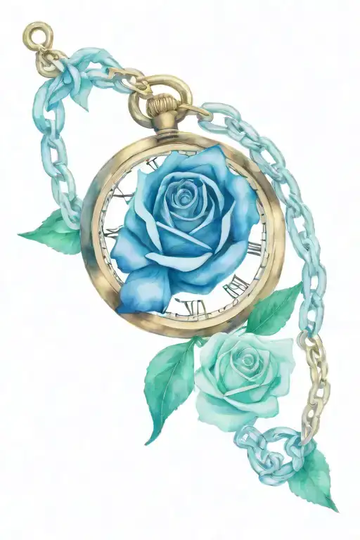 Pocketwatch Chain Entwined With A Rose Wrapped