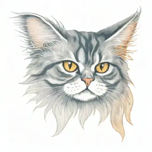 Grey Tabby Persian Cat With Copper Eyes With Angel Wings