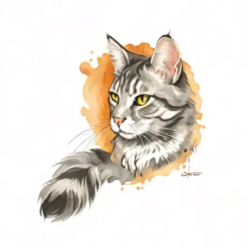 Long Haired Grey Tabby Flat Faced Cat With Copper Eyes