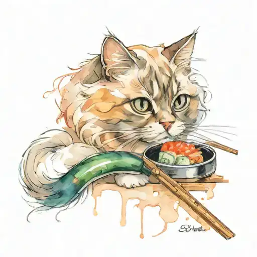 Persian Cat And Sushi