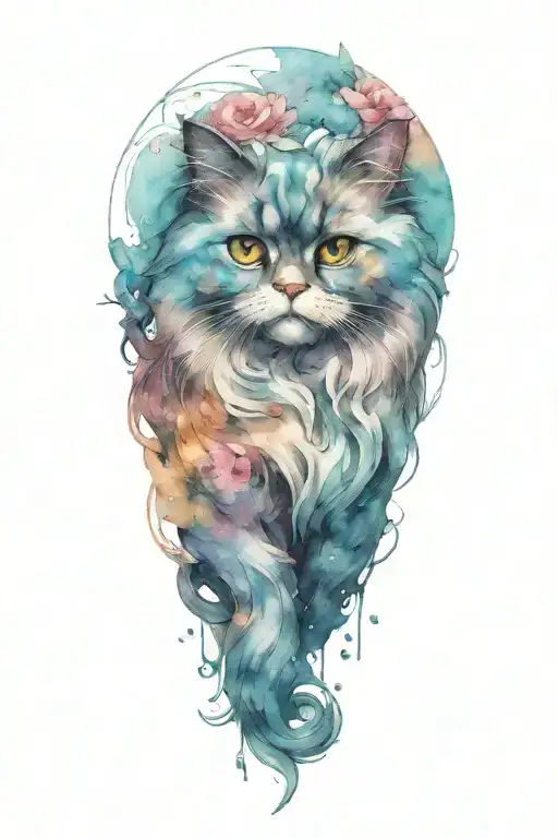 Persian Cat And Water