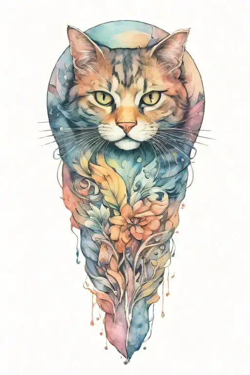 Flat Faced Cat And Water