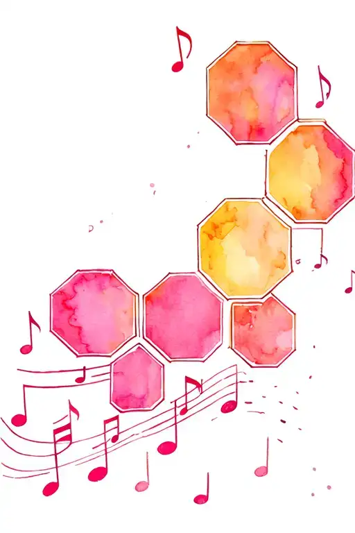Hexagon And Music Notes