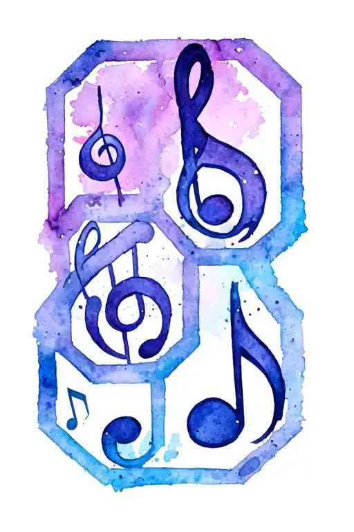 Hexagon And Music Notes