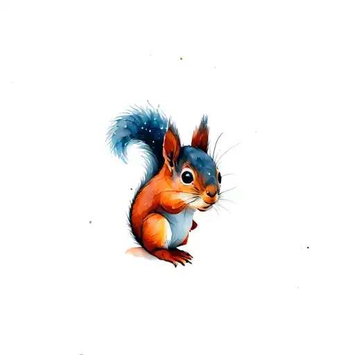 Red Squirrel Line Drawing Side Profile Space Themed