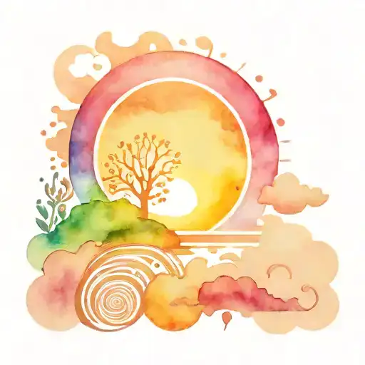 Rainbow And Sun Rising