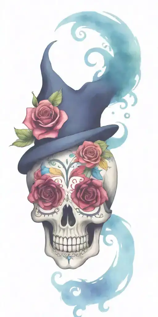 Harry Potter Themed Sugar Skull Design With Magical Elements