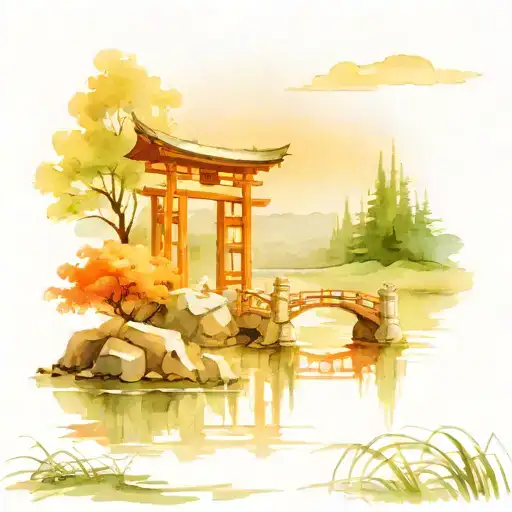 Tori Gate Lake Scene