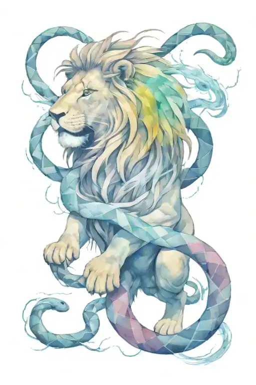 Lion Of Judah Crushing The Head Of A Snake With Thunder And Lightning As The Surrounding Scenery