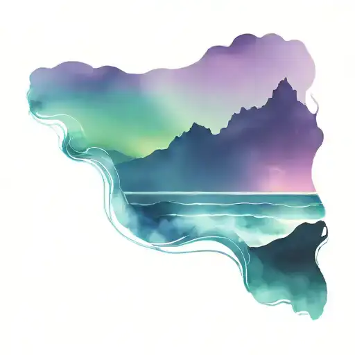 Northern Lights Over Ocean With Sun Shining