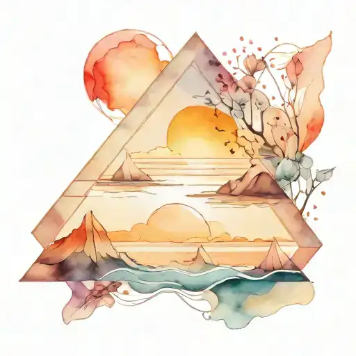 Ocean With Sunset Reflecting Geometric