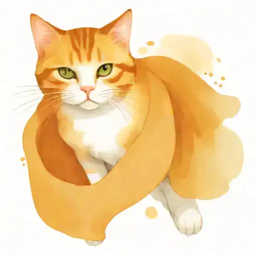 Ginger Cat Wearing A Cape Flying