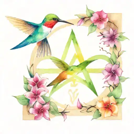 Triquetra Flowers And Hummingbird