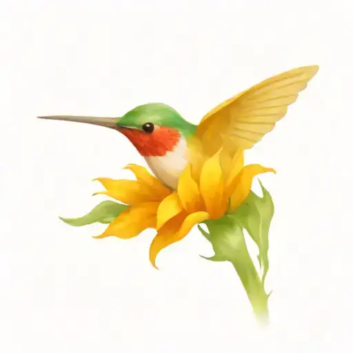 Hummingbird With Sunflowers In Its Body