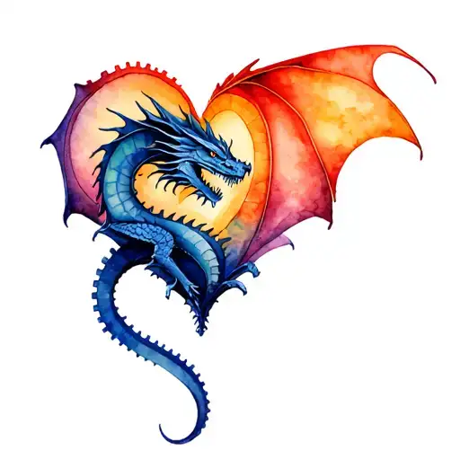 Steampunk Dragon In A Heart With Gears