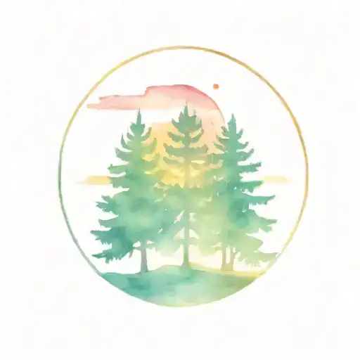 Pine Tree And Sunset