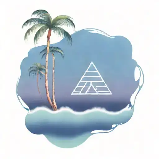Palm Tree And Waves In Triangle