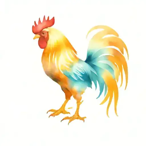 Cartoon Rooster Watercolor