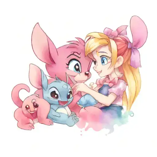 Disney Aurora And Stitch And Pinocchio And Woody