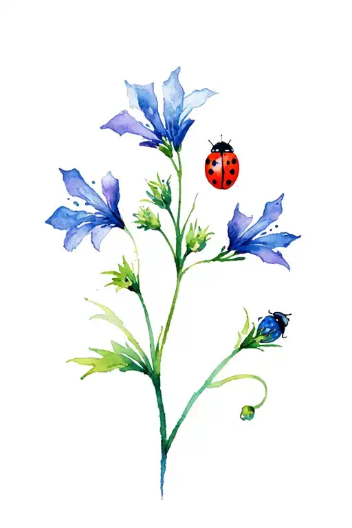 Larkspur Flower With Ladybug