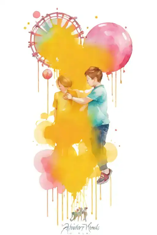 Boy And Mom Amusement Park