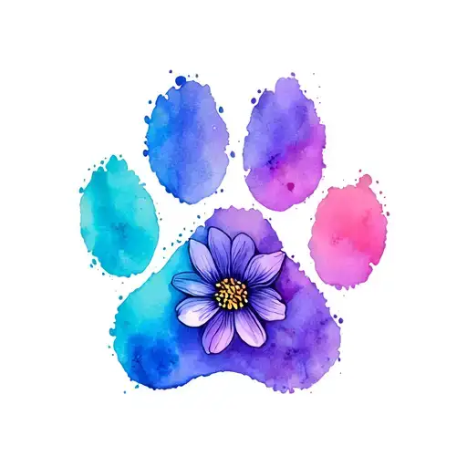 Buddlia Flower Intertwined Paw Print Surrounded Steps Rainbow Bridge