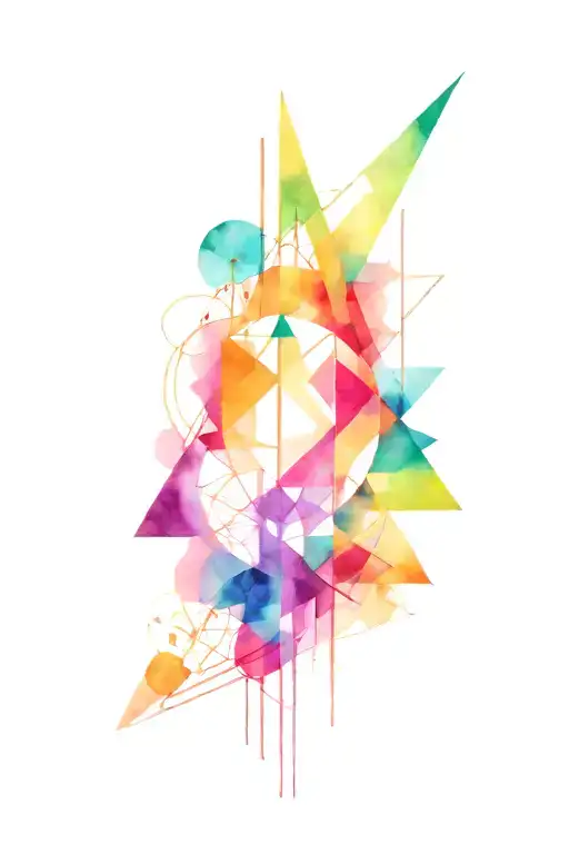 A Colorful Raving Scene With Abstract Geometric Shapes And Pulsing Neon Lights