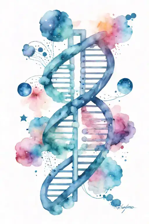 Dna Double Helix Merging With A Black Hole In A Colorful Nebula
