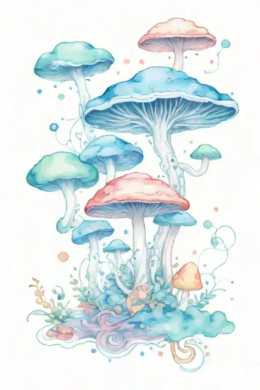 A New-school Interpretation Of A Psychedelic Mushroom Morphing Into A Nebula In Space