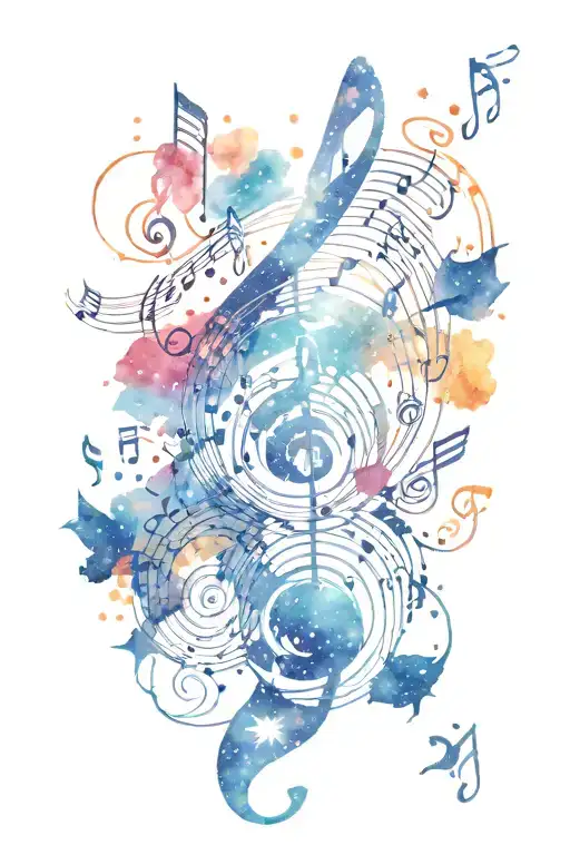 Cosmic Music Notes Swirling Around A Galaxy