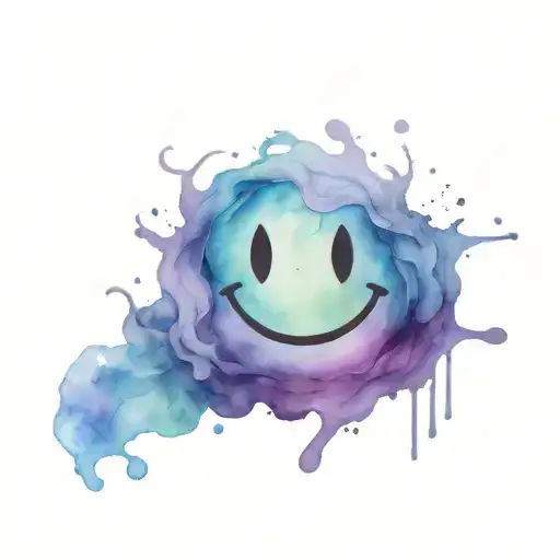 Evil Smile Face Watercolour In Backround Holding
